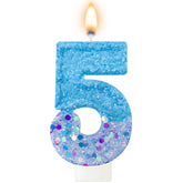 Mauin Blue Sparkle Candle on cake