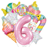 Mauin Number Candy Ice Cream Balloon Set digits 1 to 9 pink foil for celebrations