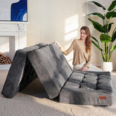 MAXYOYO Tri-Fold Mattress folded for compact storage in dark grey