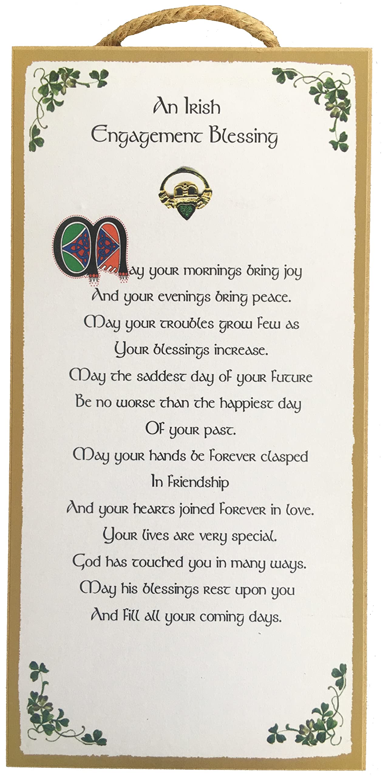 May Your Mornings Bring Joy Irish Engagement Blessing 5x10 Inch Wooden Plaque