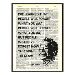 Maya Angelou quotes wall art on vintage dictionary page