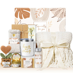 MAYICIVO self care gift baskets for women 9 piece care package including blanket and tumbler