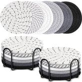 Mckanti 12 Pcs Drink Coasters with Holder set with black metal holder