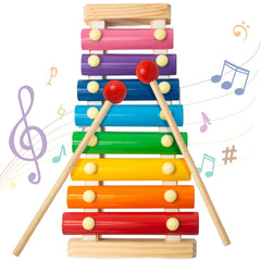 Wooden rainbow xylophone for kids with colorful keys