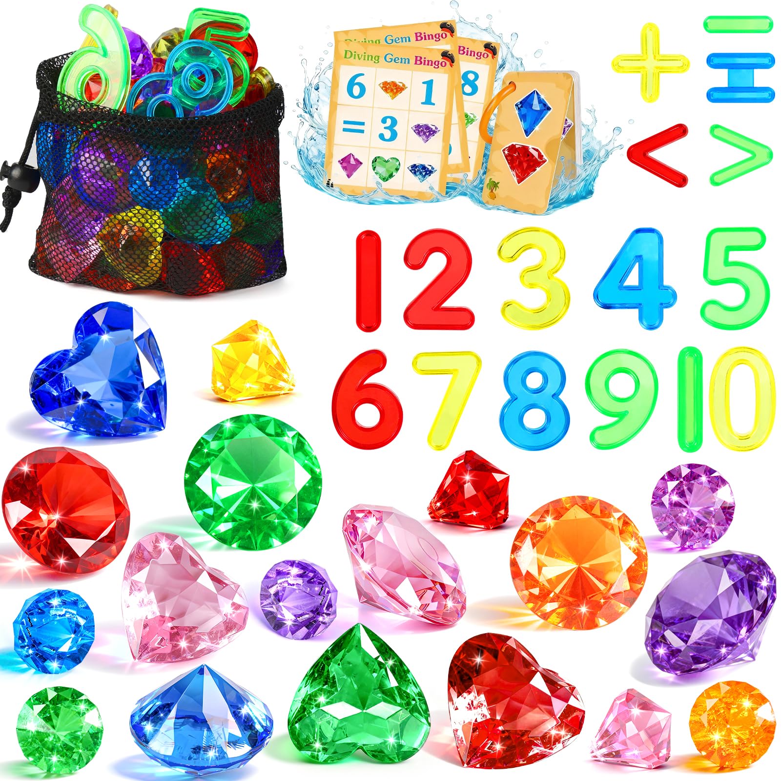 Meaicezli pool toys diving gems product image showing gems and cards