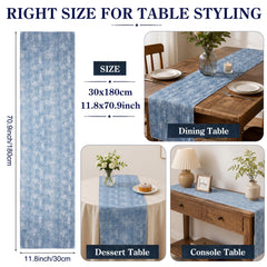 Denim print fabric table runner suitable for weddings and bridal showers