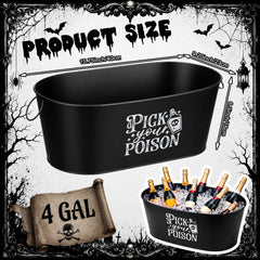 Meanplan 4 gallon black metal ice bucket reinforced handles