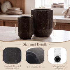 Meanplan small farmhouse ceramic utensil holder 5.4H x 3.8D