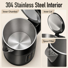 Double-wall stainless steel exterior remains cool Mecity kettle