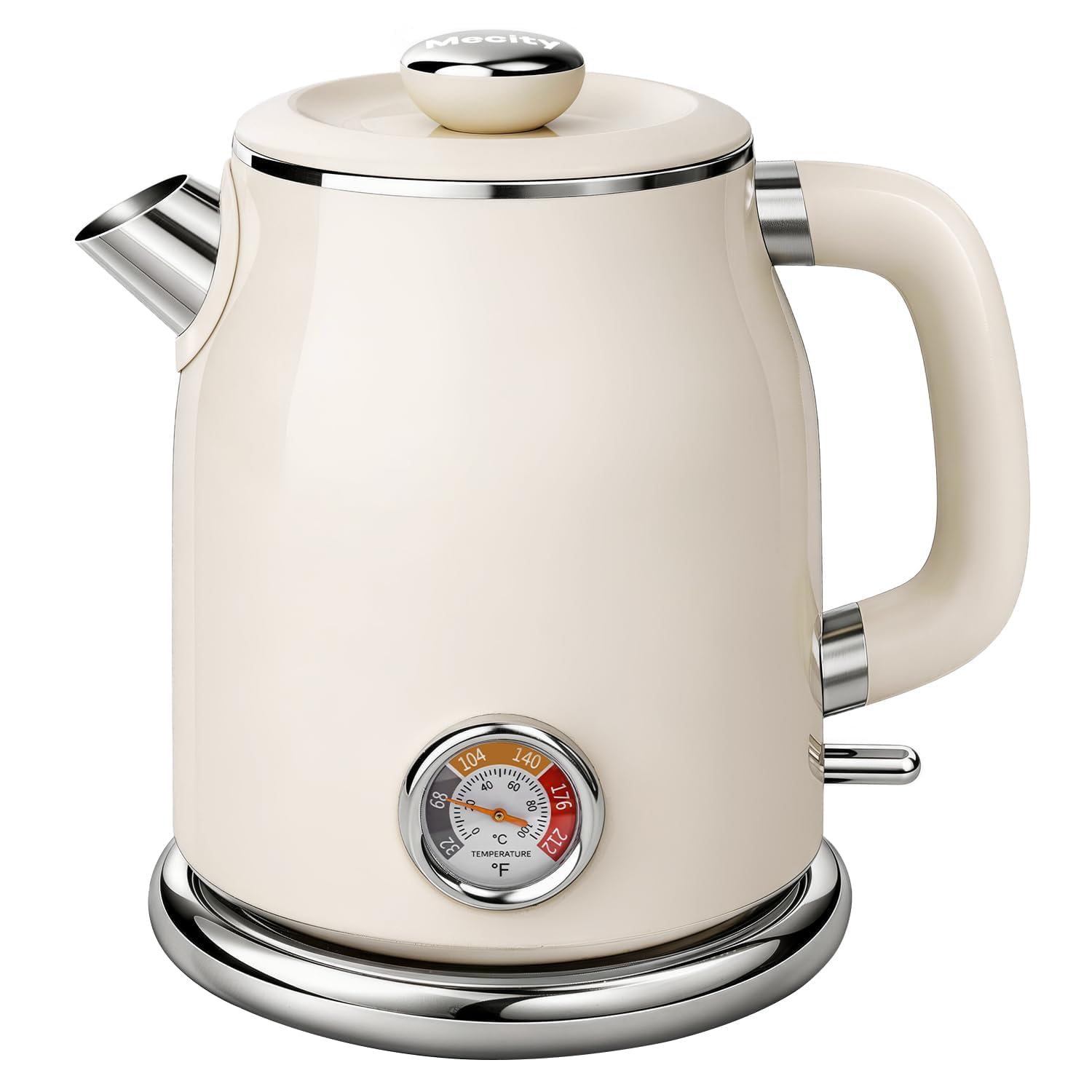 Mecity retro electric kettle with 1.7l cream finish and base