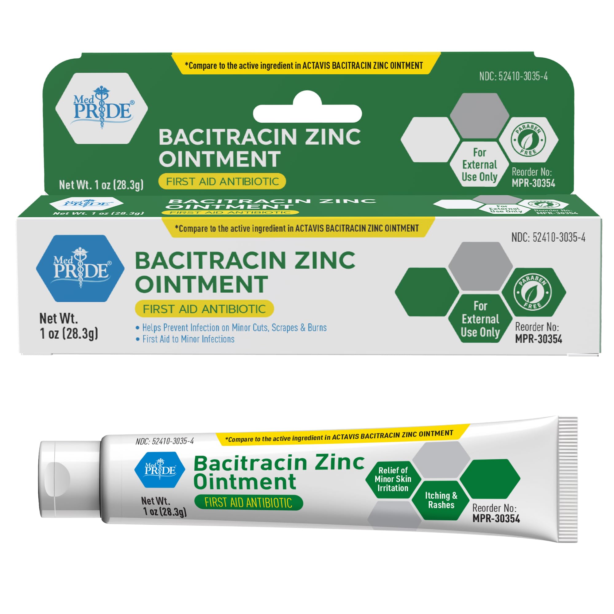 MED PRIDE Bacitracin Zinc Ointment 1 oz tube for minor injuries