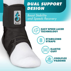 Med Spec ASO Speed Lacer Ankle Stabilizer Black MD product
