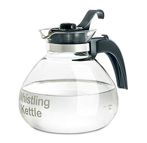 Medelco 12-Cup Glass Stovetop Kettle with whistling lid