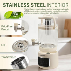 meedome 3l kettle with infuser and glass beverage dispenser