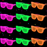 Mega-L glow in the dark glasses 12 pcs pack front view