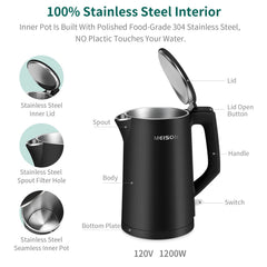 MEISON Electric Kettle 1.7 L stainless interior