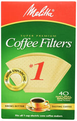 Melitta 620122 natural brown cone coffee filters 40 count
