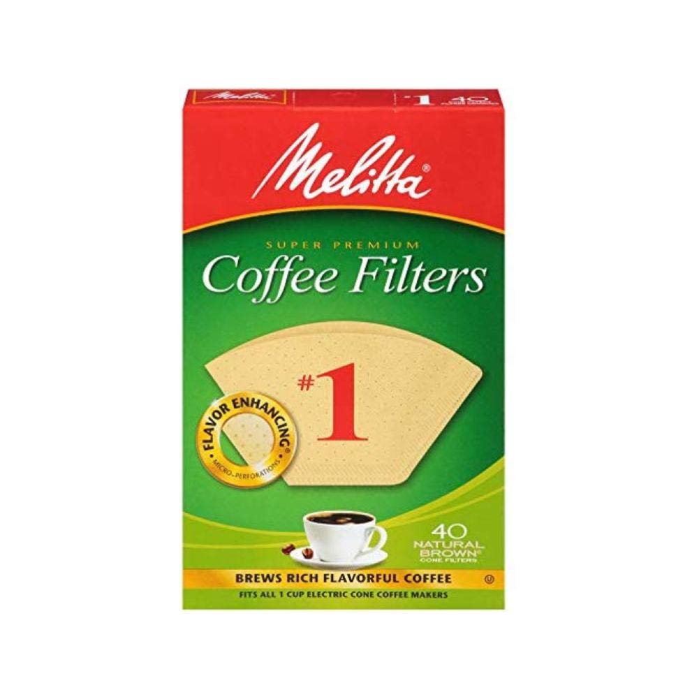 Melitta 620122 Size 1 Natural Brown Cone Coffee Filters 40 Count