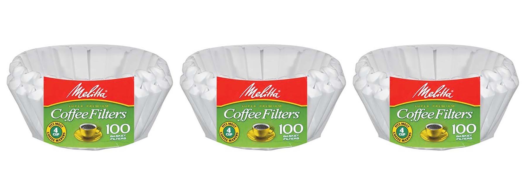 Melitta COFFEE FLTR JR 100CT filter packaging 3x100