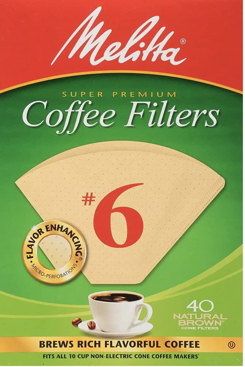 Melitta cone coffee filters Number 6 40 count 2-pack packaging