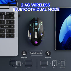 MELOGAGA black RGB backlit wireless mouse with USB receiver
