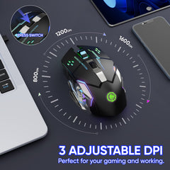MELOGAGA ergonomic wireless gaming mouse compatible with Windows Mac OS