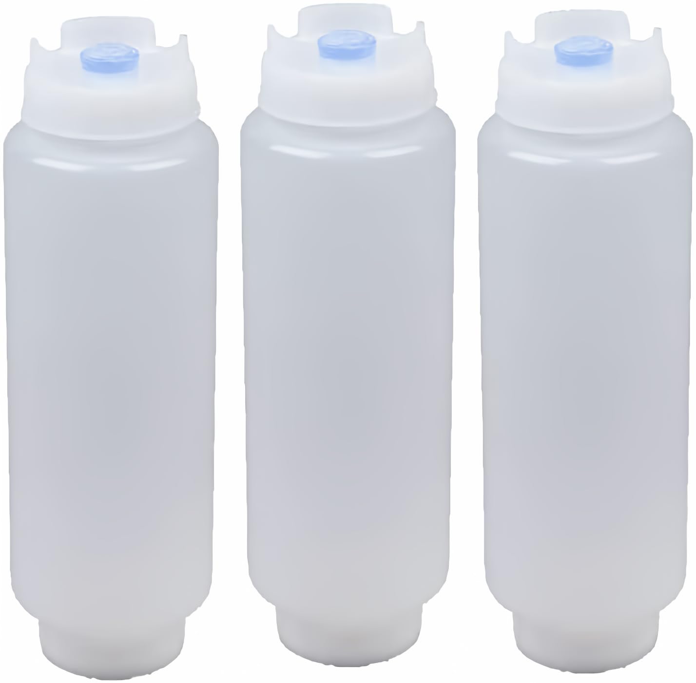 Melostu Squeeze Bottle 16 oz Blue Tip 3 pack with removable valve