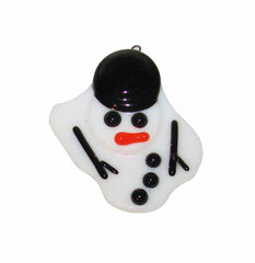 Melted Snowman handmade fused glass Christmas ornament sun catcher 3x2.25 inches