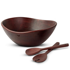 Melvvi large wooden salad bowl 12 inch with serving utensils