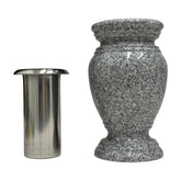 Memorial Cemetery Flower Vase Real Granite Grey Granite with stainless steel inner