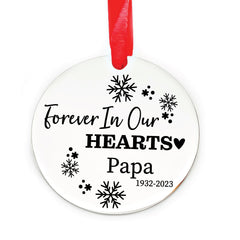 Stainless steel Memorial Christmas Ornament front engraving