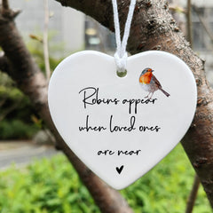 Memorial porcelain heart keepsake ornament