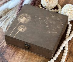 Laser engraved wooden keepsake box designed in our Florida US workshop