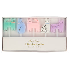 Meri Meri Cat Candles set of 5 in various colors