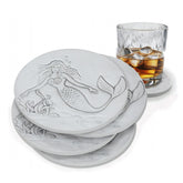 Mermaid Absorbent Drink Coaster set of 4 natural earthenware