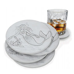 Mermaid Absorbent Drink Coaster set of 4 natural earthenware