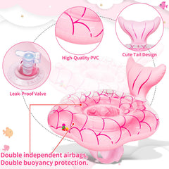 Infant toddler pool float with upright seat and mermaid design