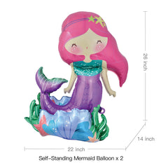 2-pack mermaid foil balloons for under the sea party