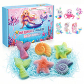 Mermaid bath bombs for kids in gift box with toys inside