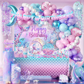 Mermaid Birthday Decorations banner backdrop and 307pcs supplies