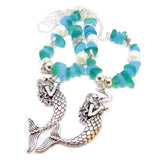 Mermaid curtain tiebacks with sea glass accents
