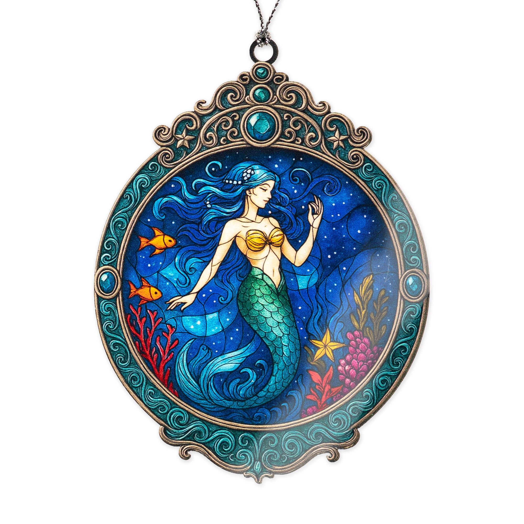 Mermaid ornament on a Christmas tree