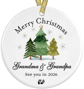 Merry Christmas Grandma Grandpa Ceramic Ornament three inch size