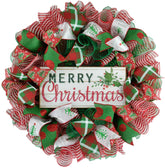 Merry Christmas Wreath 24 inch round mesh decor