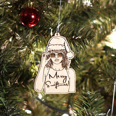Merry Swift Christmas Ornament 4x2 inch size