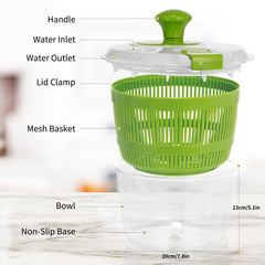Mesh basket doubles as a colander in spinner