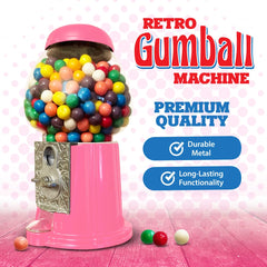 Metal 11-Inch pink retro gumball machine for 0.62 inch gumballs
