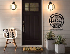 Metal address sign with pre-drilled holes and mounting hardware