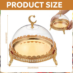 Acrylic dome lid on gold Ramadan Tray