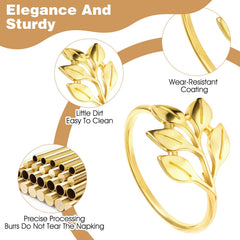 Metal gold napkin rings leaf design